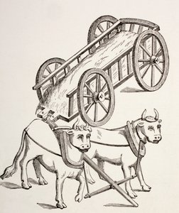 1873年に出版された「Les Arts au Moyen Age」から牛が描いた15世紀のカート 作： French School